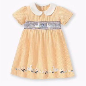 Farm Goose Girls Yellow Smocked Seersucker Dress